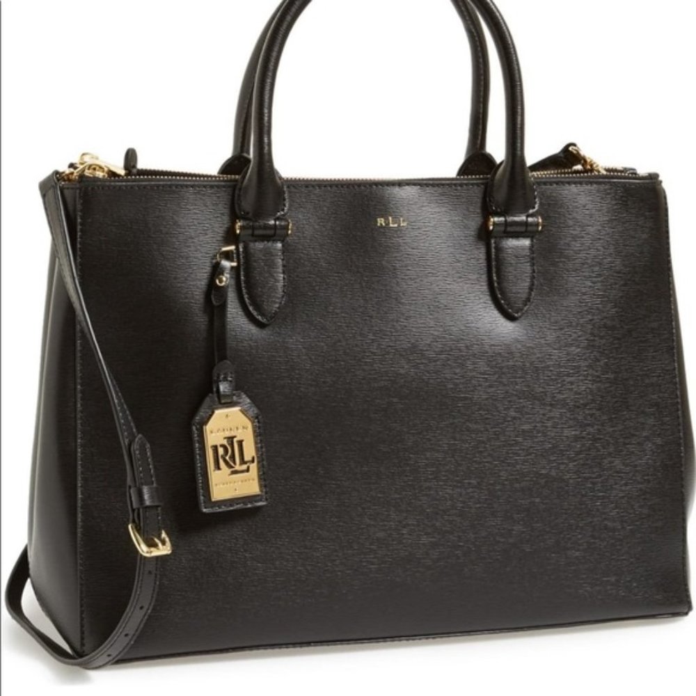 Ralph Lauren Convertible Black Leather Handbag